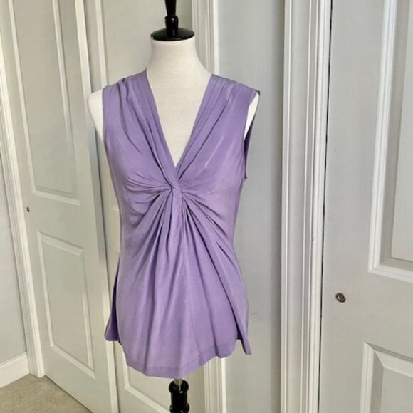 Kenneth Cole Purple V-Neck Twisted Tank Top Blouse Size Petite Large - Picture 1 of 4